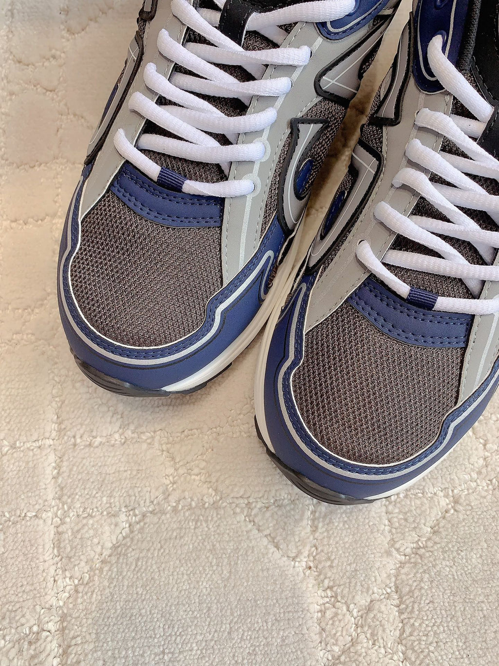 CD B30 Sneaker Brown Blue Mix Grey Polyester Mesh Fabric And Calfskin