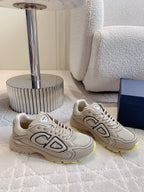 CD B30 Sneaker Dark Beige Mix Yellow Polyester Mesh Fabric And Calfskin