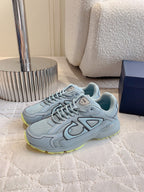 CD B30 Sneaker Grey Blue Mix Yellow Polyester Mesh Fabric And Calfskin