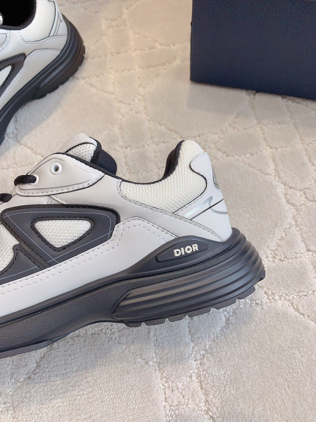 CD B30 Sneaker White Mix Black Polyester Mesh Fabric And Calfskin