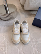 CD B27 Low-Top Sneaker White Beige Mix Charcoal Blue Print Calfskin And Oblique Jacquard