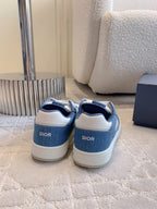 CD B27 Low-Top Sneaker White Blue Print Calfskin And Denim Fabric
