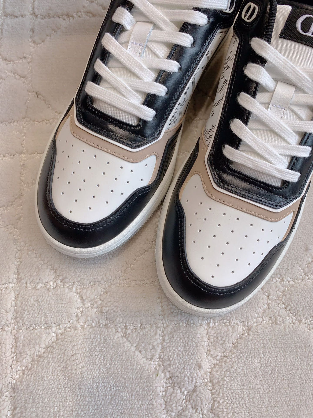 CD B27 Low-Top Sneaker Black White Mix Beige Print Calfskin