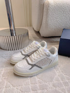 CD B27 Low-Top Sneaker White Mix Beige Grey Print Calfskin And Canvas