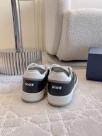 CD B27 Low-Top Sneaker Black Grey Mix White Calfskin And Oblique Jacquard Fabric