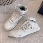 CD B27 High-Top Sneaker White Print Calfskin