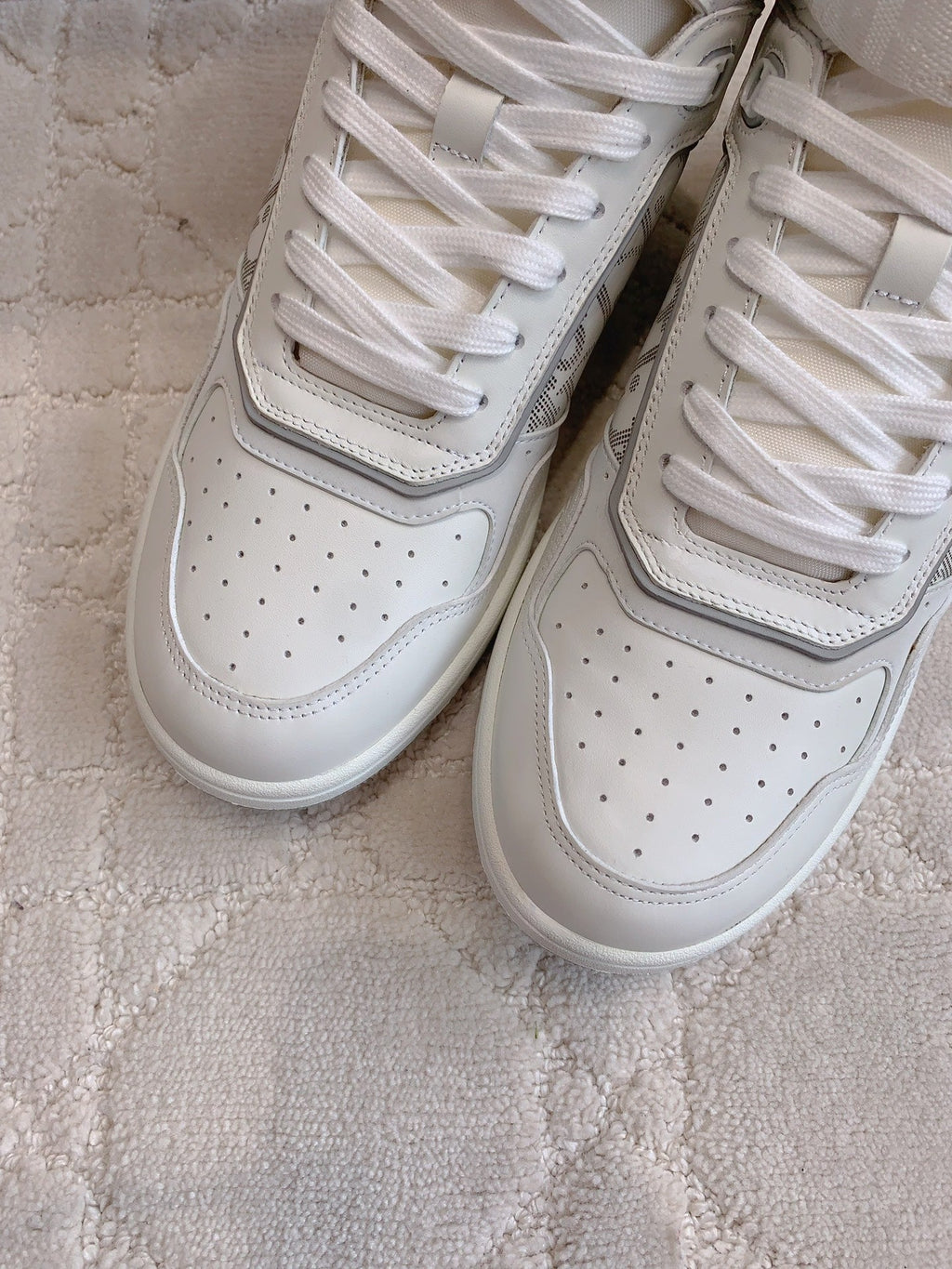 CD B27 High-Top Sneaker White Print Calfskin