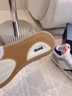 CD B27 High-Top Sneaker White Grey And Red Blue Print Calfskin