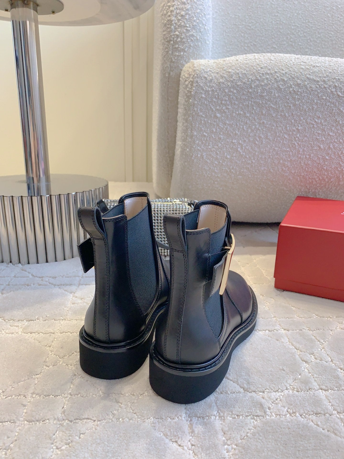 CD Vivie Roger Chelsea Ankle Boots Plain Black Cowhide