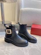 CD Vivie Roger Chelsea Ankle Boots Plain Black Cowhide