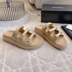 CC Slippers Beige Lambskin 145355