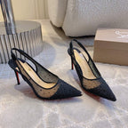 CL Follies Strass 85mm Black Mesh 177134