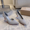 CL Irishell 85 Studded d'Orsay Pumps Light Pewter Suede 177129