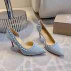 CL Irishell 85 Studded d'Orsay Pumps Light Sky Blue Suede 177128