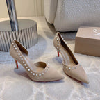 CL Irishell 85 Studded d'Orsay Pumps Cream Suede 177131