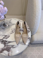 CL Irishell 85 Studded d'Orsay Pumps Cream Suede 177131
