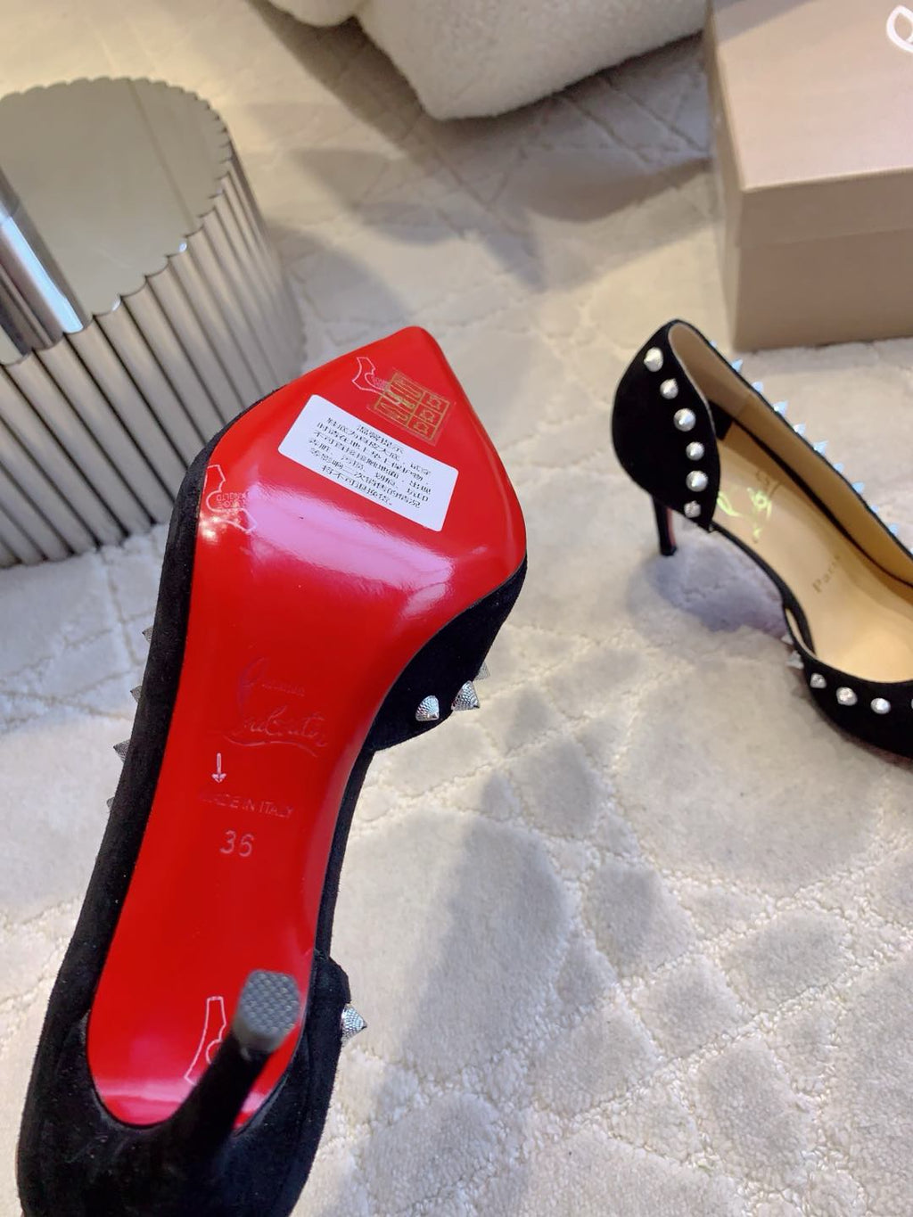 CL Irishell 85 Studded d'Orsay Pumps Black Suede 177126