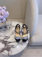 CL Crystal Queen 120 Sandal Black Patent Leather 177122