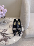 HIGH SLINGBACKS 65 MM IN BLACK PATENT CALFSKIN