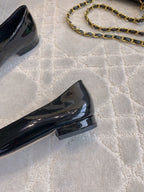 FLAT PUMP 2 CM IN BLACK PATENT CALFSKIN