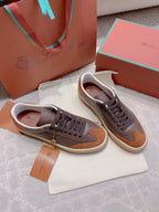 LP sneaker unisex style dark brown sheepskin mix suede 382663