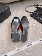 CC Cap Toe Slingback Black Red Lambskin 404283