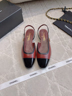CC Cap Toe Slingback Black Red Lambskin 404283