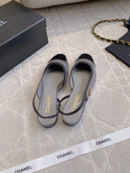 CC Cap Toe Slingback Black Gray Lambskin 404282