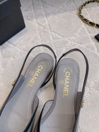 CC Cap Toe Slingback Black Gray Lambskin 404282