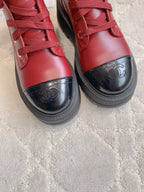 CC 24 Combat Boots 50mm Red Black Calfskin & Sheepskin 404287