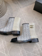 CC Ankle Boot 30mm Slight Beige Cowhide Sliver Glitter 464578