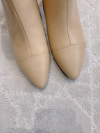 CC 25 Chunky High-heeled Ankle Boots Beige Calfskin 516659