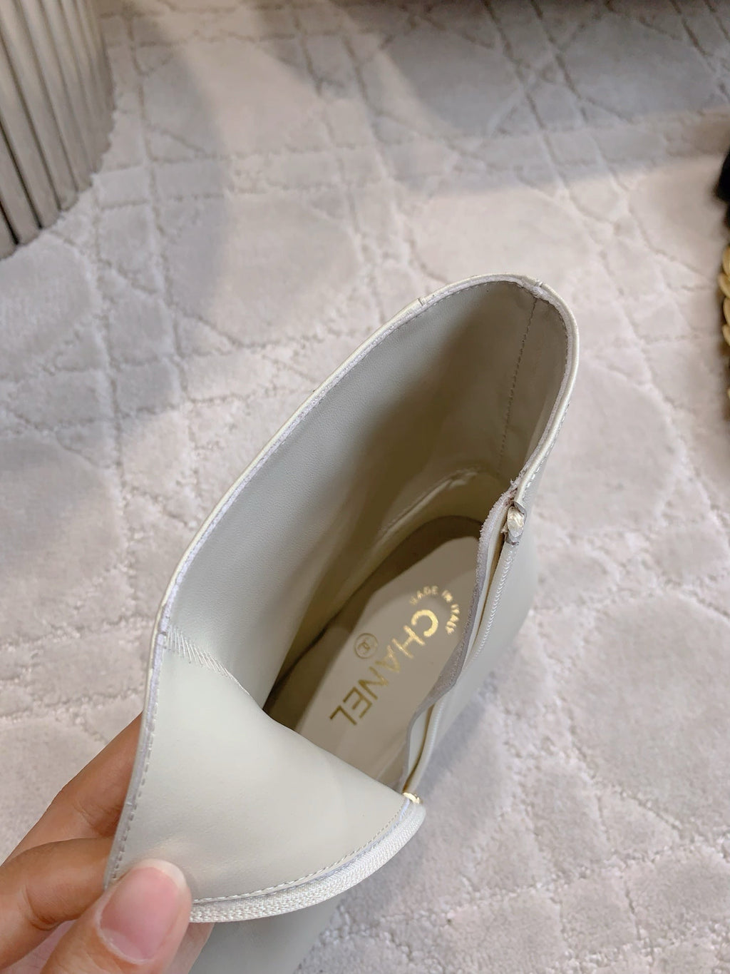 CC 25 Chunky High-heeled Ankle Boots White Calfskin 516658