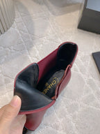 CC 25 Pearl Heel Boot Burgundy Black Calfskin 516654