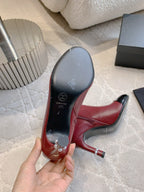 CC 25 Pearl Heel Boot Burgundy Black Calfskin 516654