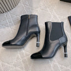 CC 25 Pearl Heel Boot Black Calfskin 516653