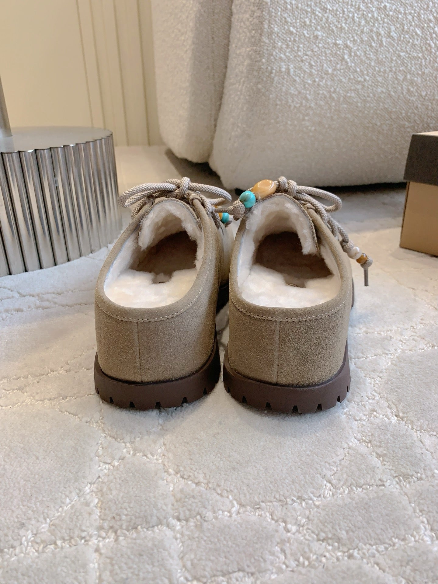 UGG Yupoo Loafers Khaki Wool Suede Mule Fleece Lining 516911