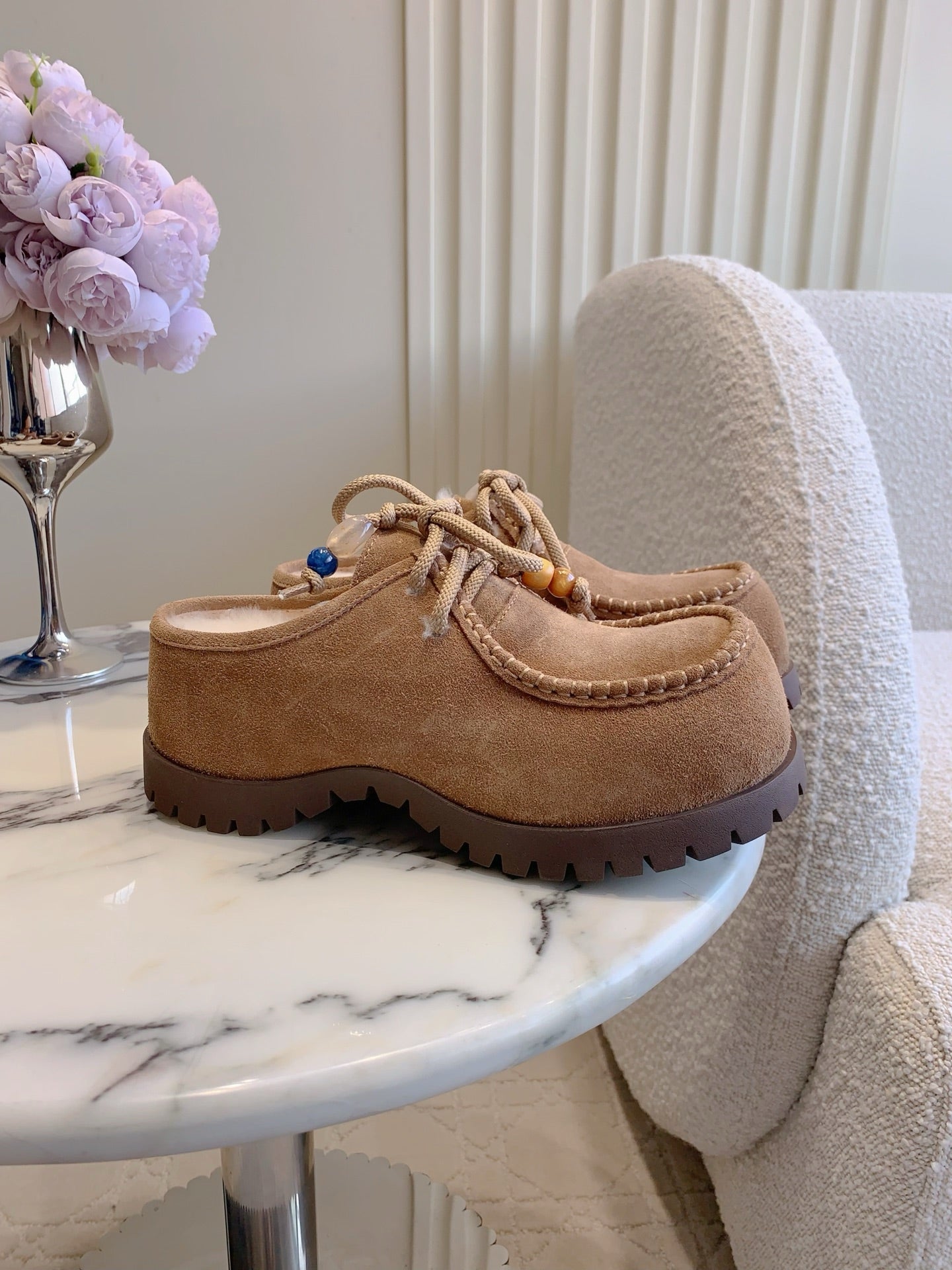 UGG Yupoo Loafers  Beige Wool Suede 516910