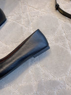 The Row 2025 Square-toe Ballet Flat Black Sheepskin 557431