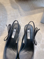 Prada 26s Open-Back High Heels Black Sheepskin 615387