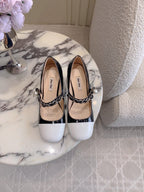 Miu Bicolor Cap-Toe Pump 7.5cm Black White Patent Leather 724260