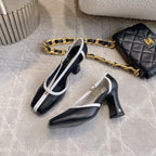 CC FW26 Square Cap Toe Slingback 8.5cm White Black Leather 723687