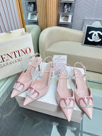 VLOGO SLINGBACK PUMP IN PASTEL PINK CALFSKIN LEATHER
