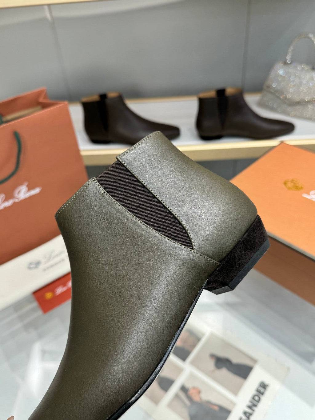 LP Sumire Ankle Boot In Dark Green Grey Nappa Calfskin 980104