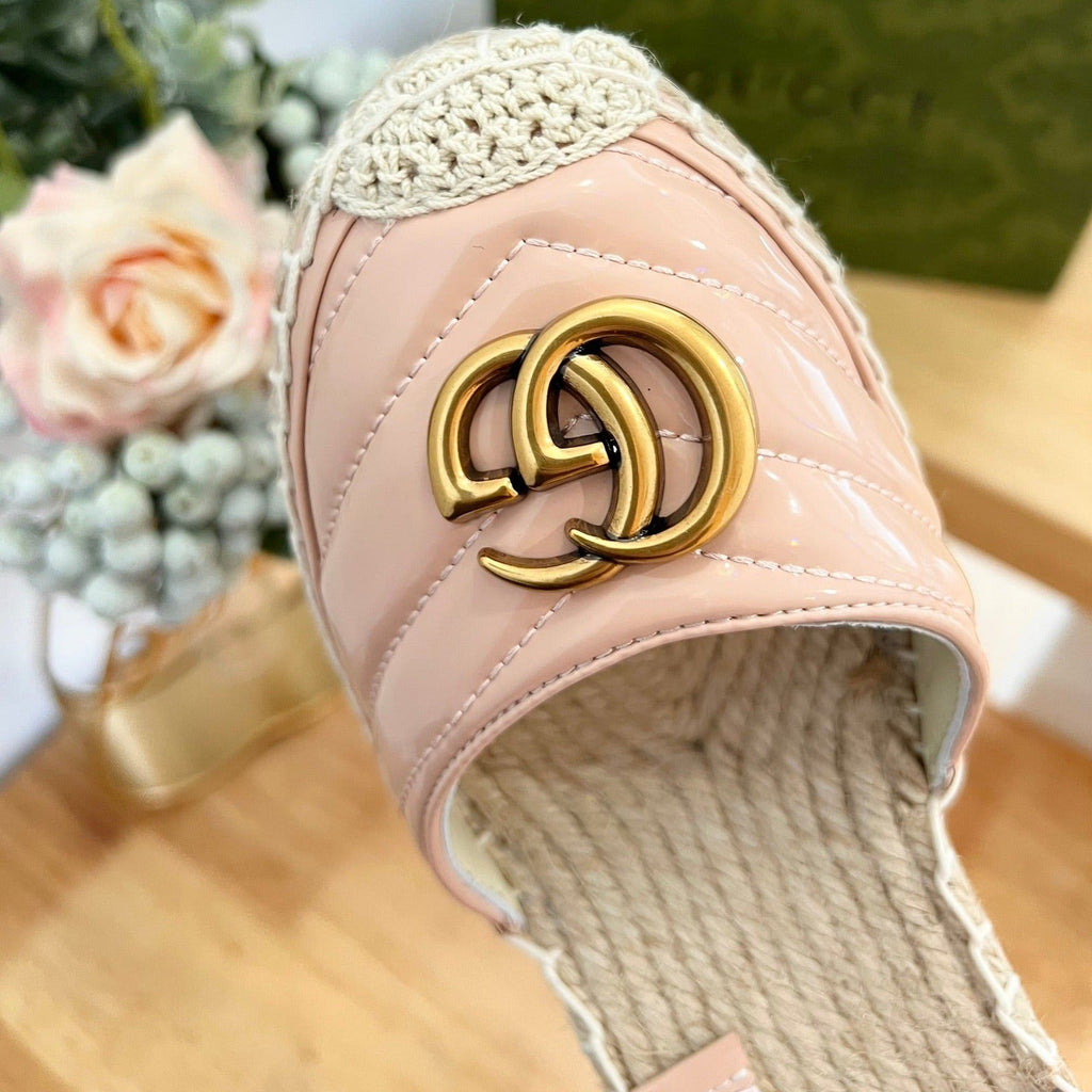 GG  Crochet platform Espadrilles Blush Pink