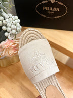 Pra Slide 20 Beige Velvet Sole Raffia