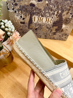CD Granville Espadrille Grey Beige Oblique Jacquard Fabric And Calfskin