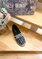 CD Granville Espadrille Charcoal Blue Black Oblique Jacquard Fabric And Calfskin
