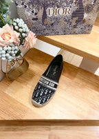 CD Granville Espadrille Charcoal Blue Black Oblique Jacquard Fabric And Calfskin