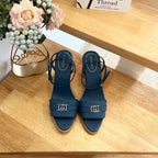 GG 26ss Platform Wedge Sandals 9cm Blue 692205